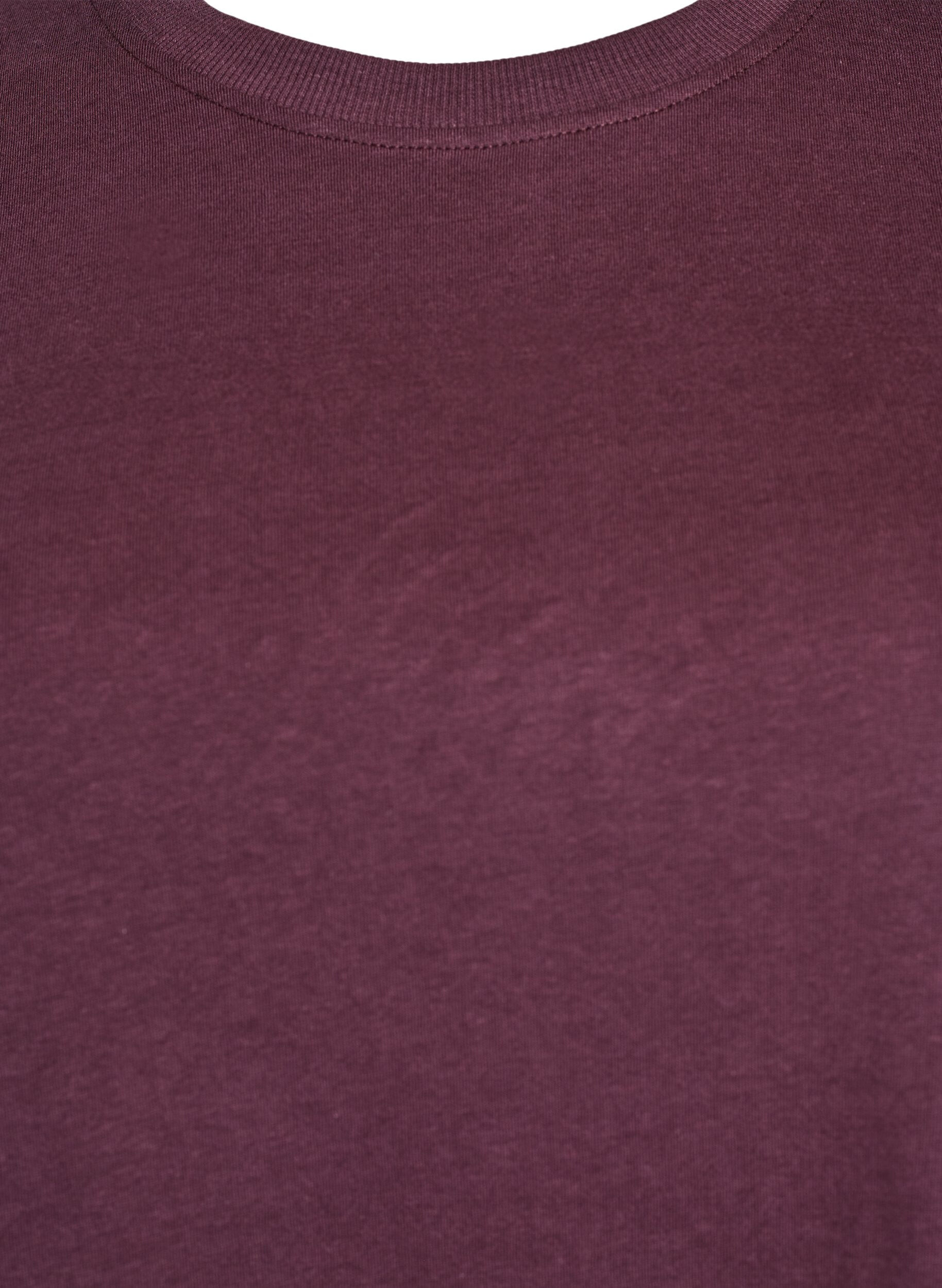 ZizziT-shirt basique en coton &agrave; col rond, Bordeaux fonc&eacute;, Packshot image number 2
