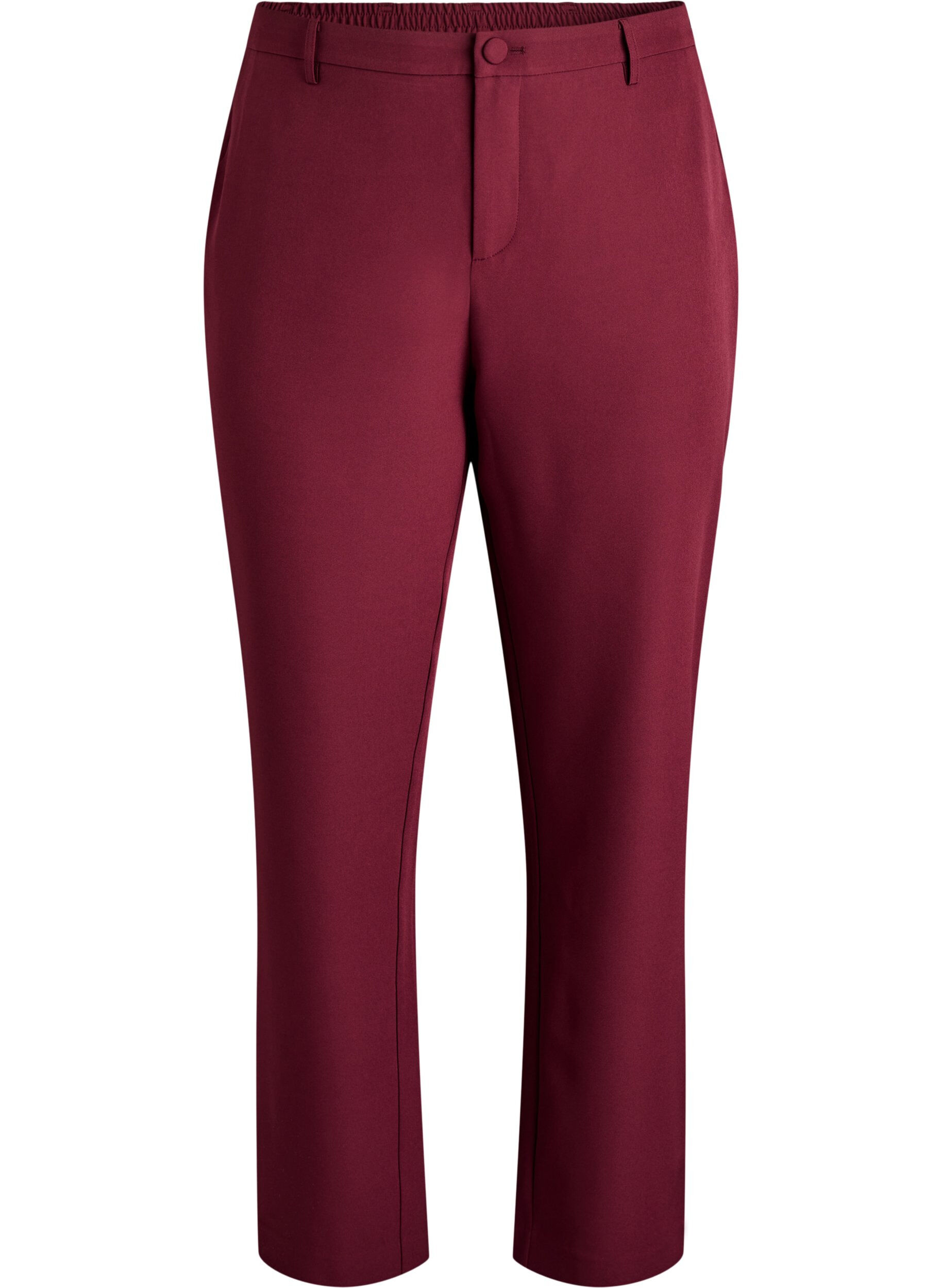 Zizzi Pantalon avec poches et jambes droites, Bordeaux, Packshot image number 0