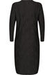 Robe midi &agrave; texture ondul&eacute;e et manches longues, Noir, Packshot image number 1