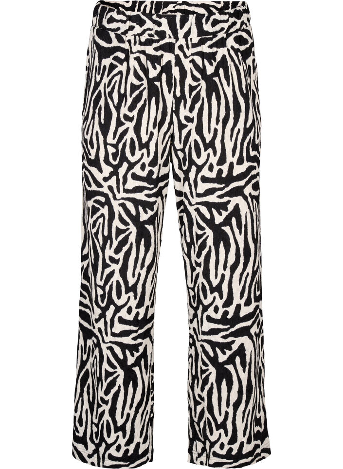 Pantalon imprimé motif zèbre, Noir, Packshot image number 0