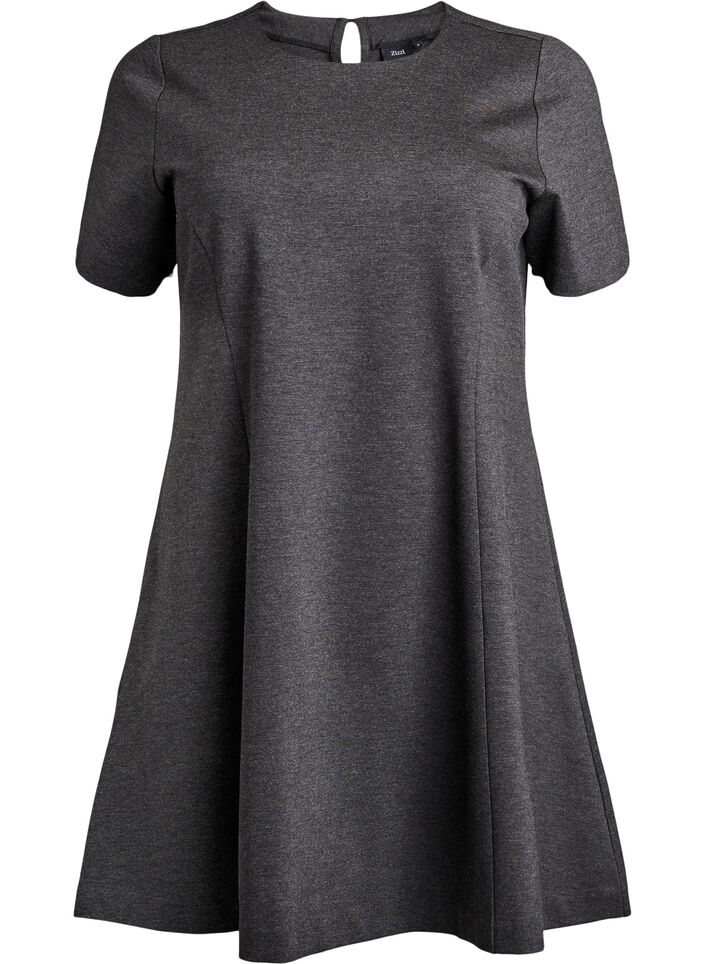 Robe courte &eacute;vas&eacute;e en jersey, Gris anthracite, Packshot image number 0