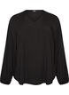 Blouse en viscose avec col en V et manches longues, Noir, Packshot image number 0