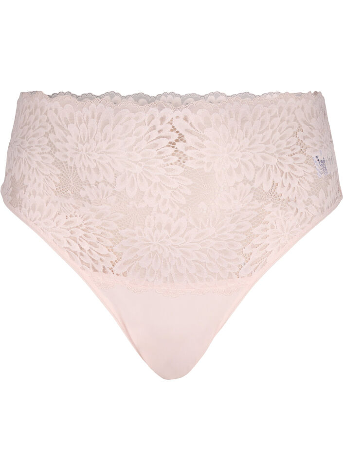 String taille haute en dentelle, Peach Blush, Packshot image number 0