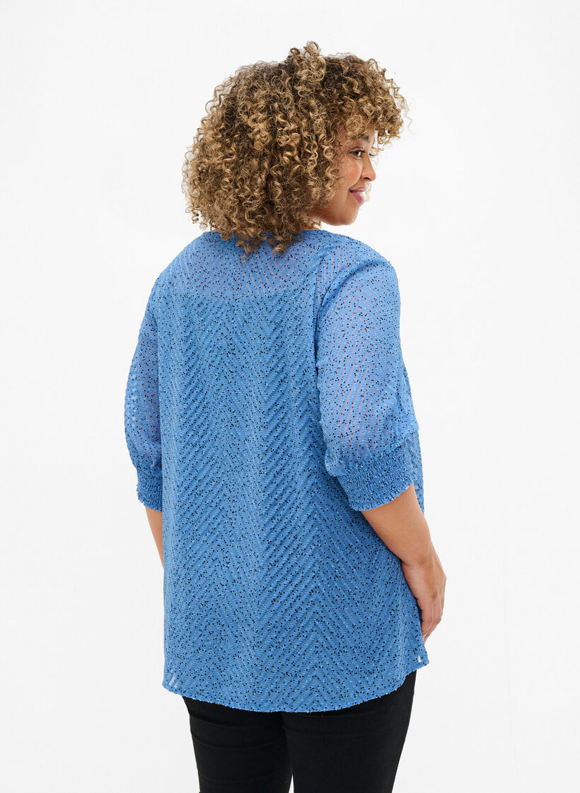 Blouse à pois avec manches 1/2, Riverside Dot, Model image number 1