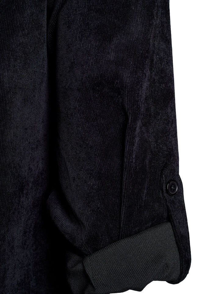 Robe en velours avec fermeture &Eacute;clair et manches 3/4, Noir, Packshot image number 3