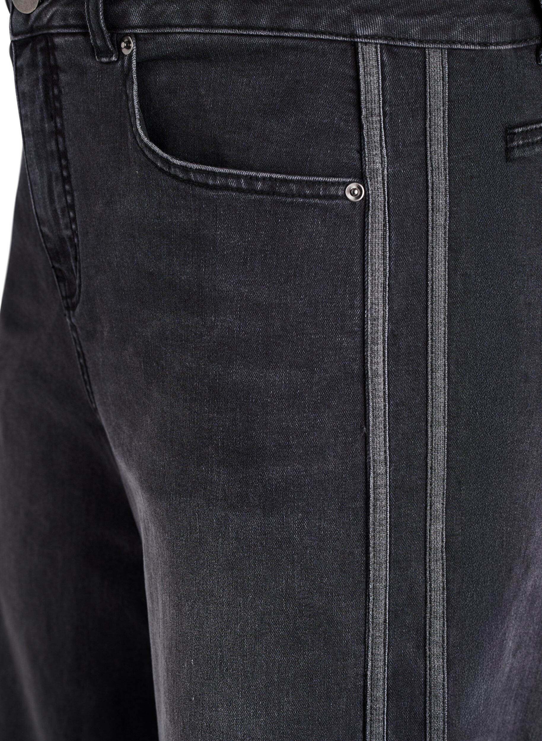 ZizziJean coupe ample avec d&eacute;tails verticaux en denim, Gris anthracite, Packshot image number 2