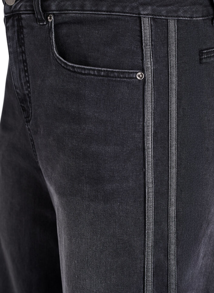 Jean coupe ample avec d&eacute;tails verticaux en denim, Gris anthracite, Packshot image number 2