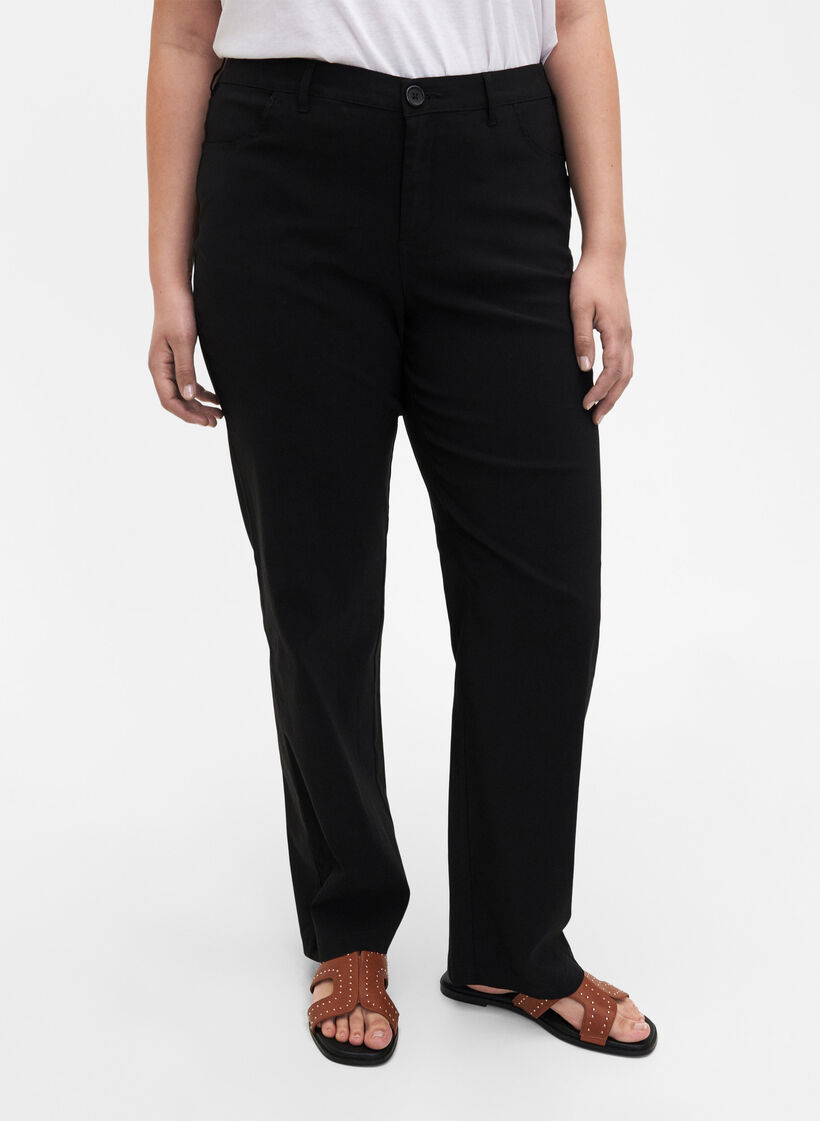 Pantalon classique en viscose mélangée, Noir, Model image number 3