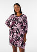 Robe courte fleurie en viscose &agrave; manches 3/4, Noir, Model image number 0