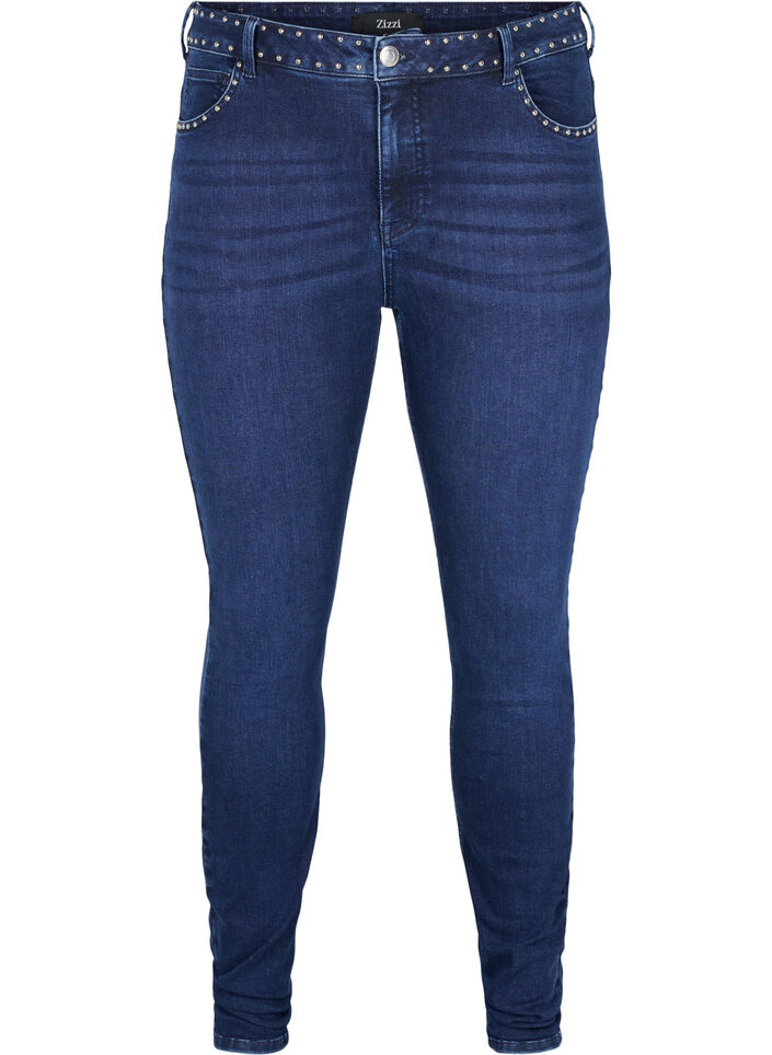Jean Amy super slim avec rivets, Dark blue, Packshot image number 0