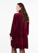 Robe courte en velours avec un col &agrave; volants et des manches longues, Rouge, Model image number 2