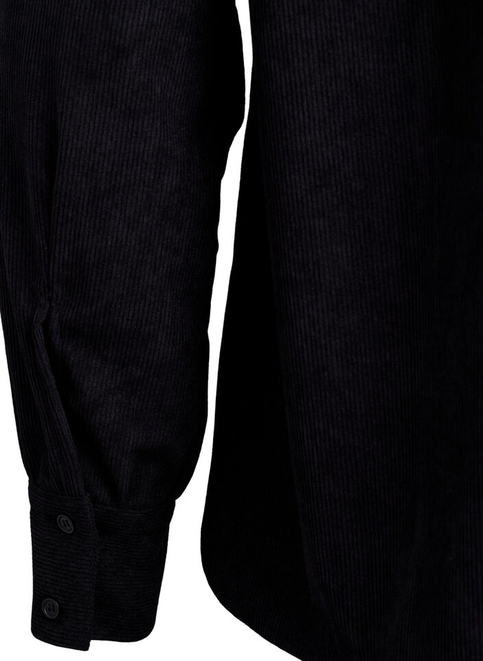 Chemise manches longues en velours côtelé, Noir, Packshot image number 3