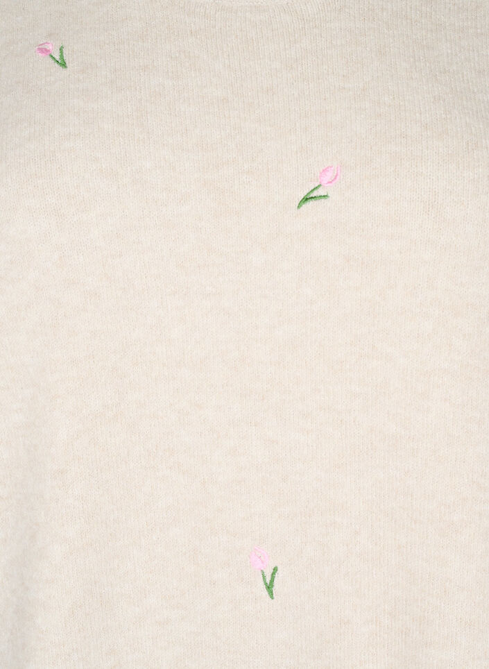 Chemisier en maille avec fleurs et manches 3/4, Pumice Stone Mel., Packshot image number 2