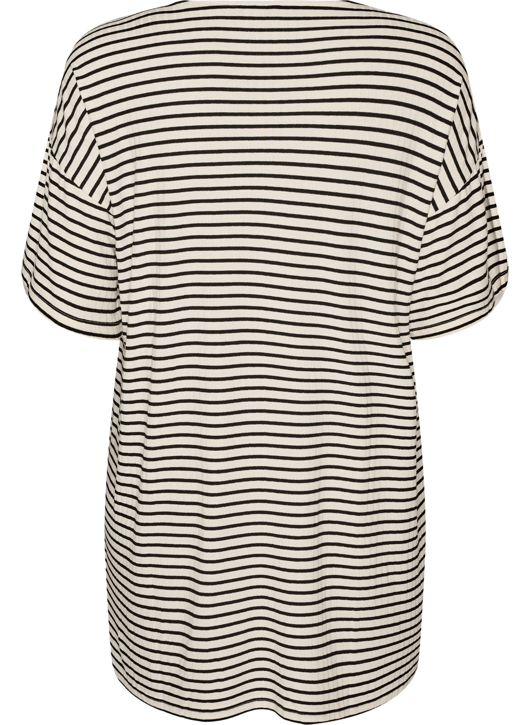 ZizziChemise de nuit &agrave; rayures en jersey de viscose, Vanille, Packshot image number 1