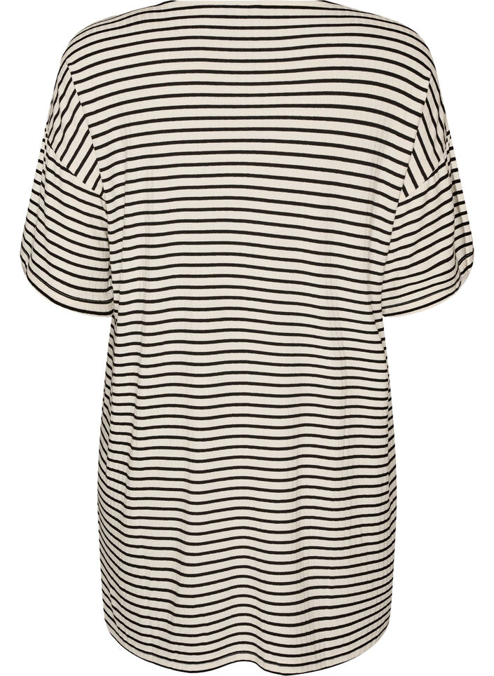 Chemise de nuit &agrave; rayures en jersey de viscose, Vanille, Packshot image number 1