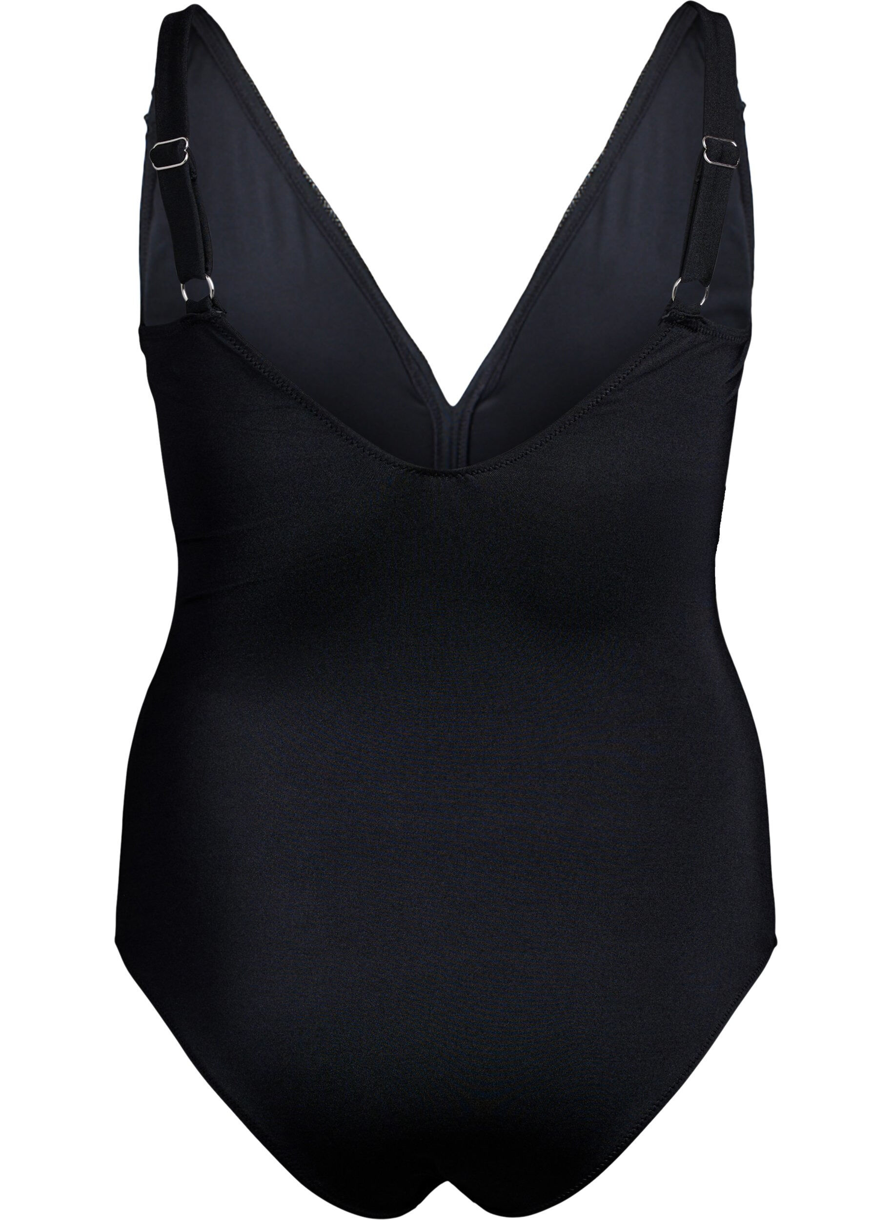 Zizzi Maillot de bain avec col en V et broderie, Black, Packshot image number 1