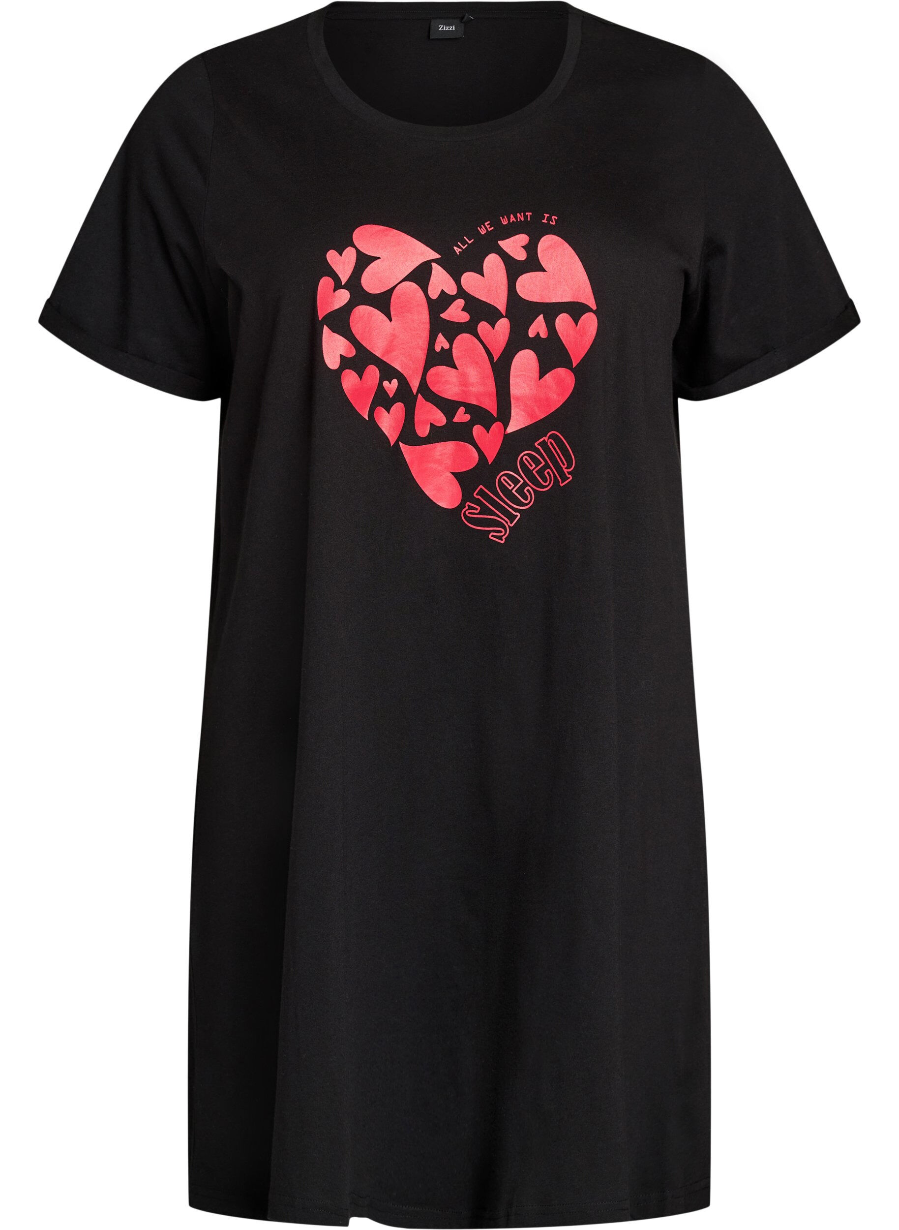 Chemise de nuit &agrave; manches courtes en coton biologique