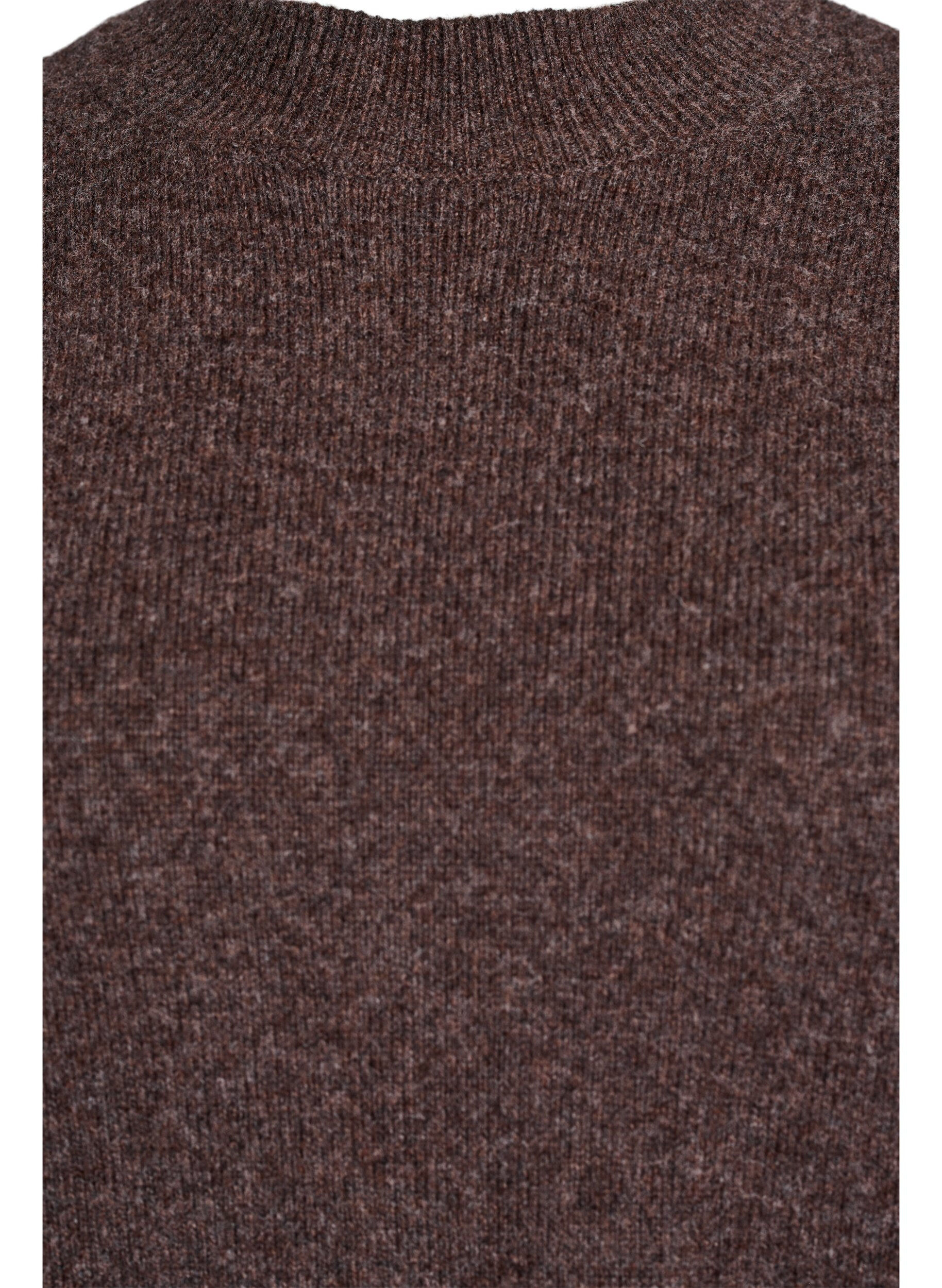 Zizzi Blouse tricot&eacute;e en coton bio et laine m&eacute;rinos, Marron, Packshot image number 2