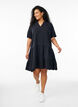 Robe courte &eacute;vas&eacute;e en mousseline de coton, Noir, Model image number 1