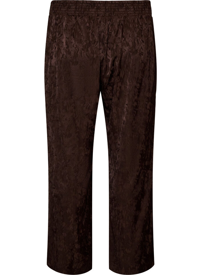 Pantalon ample &agrave; motif cachemire et taille haute, Marron, Packshot image number 1