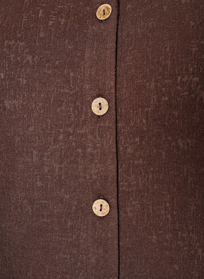Blouse en coton textur&eacute; avec fermeture &agrave; boutons, Marron, Packshot image number 2