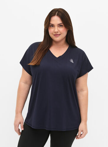T-shirt de sport avec col en V, Night Sky, Model image number 0