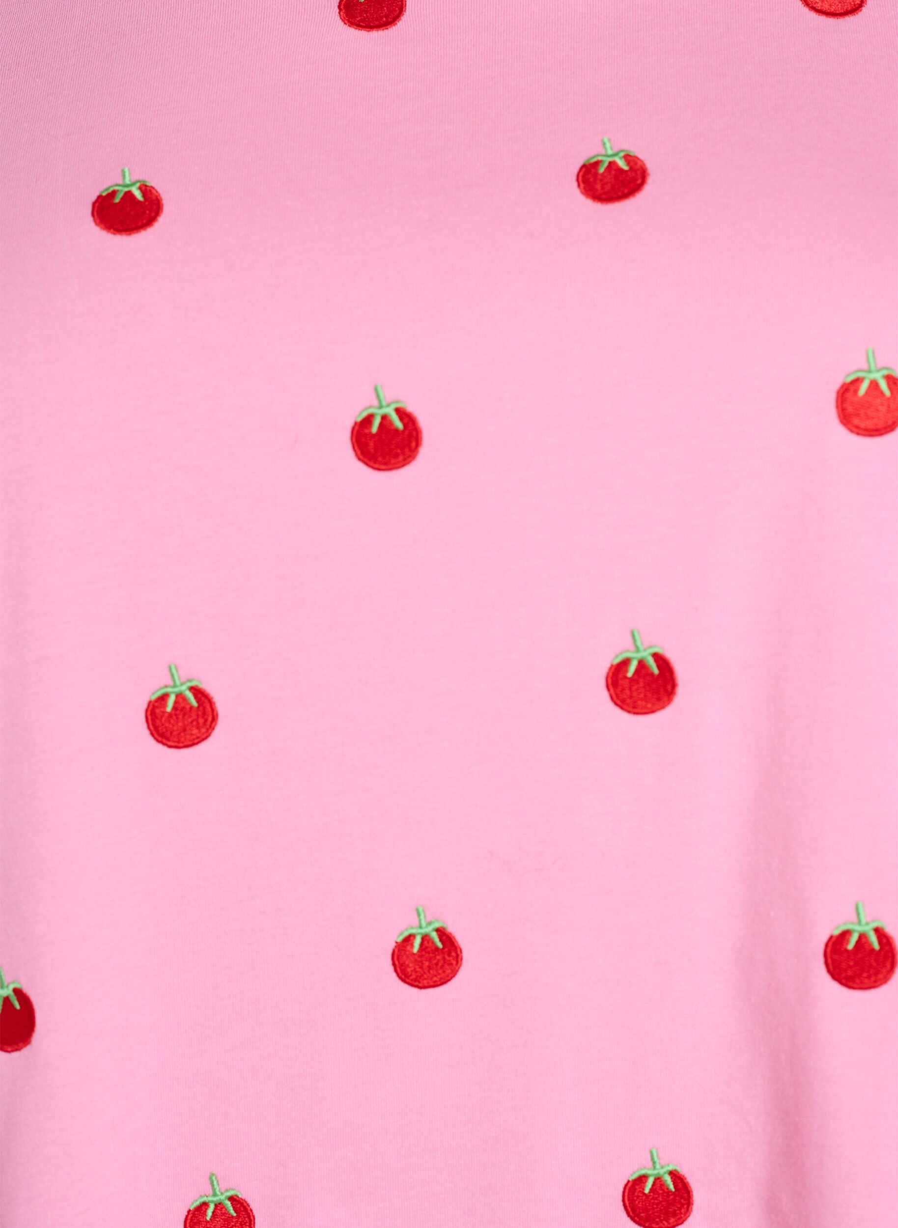 ZizziT-shirt en coton biologique avec motifs brod&eacute;s, Rose, Packshot image number 2