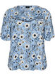 Blouse fleurie &agrave; manches courtes, Bleu, Packshot image number 0