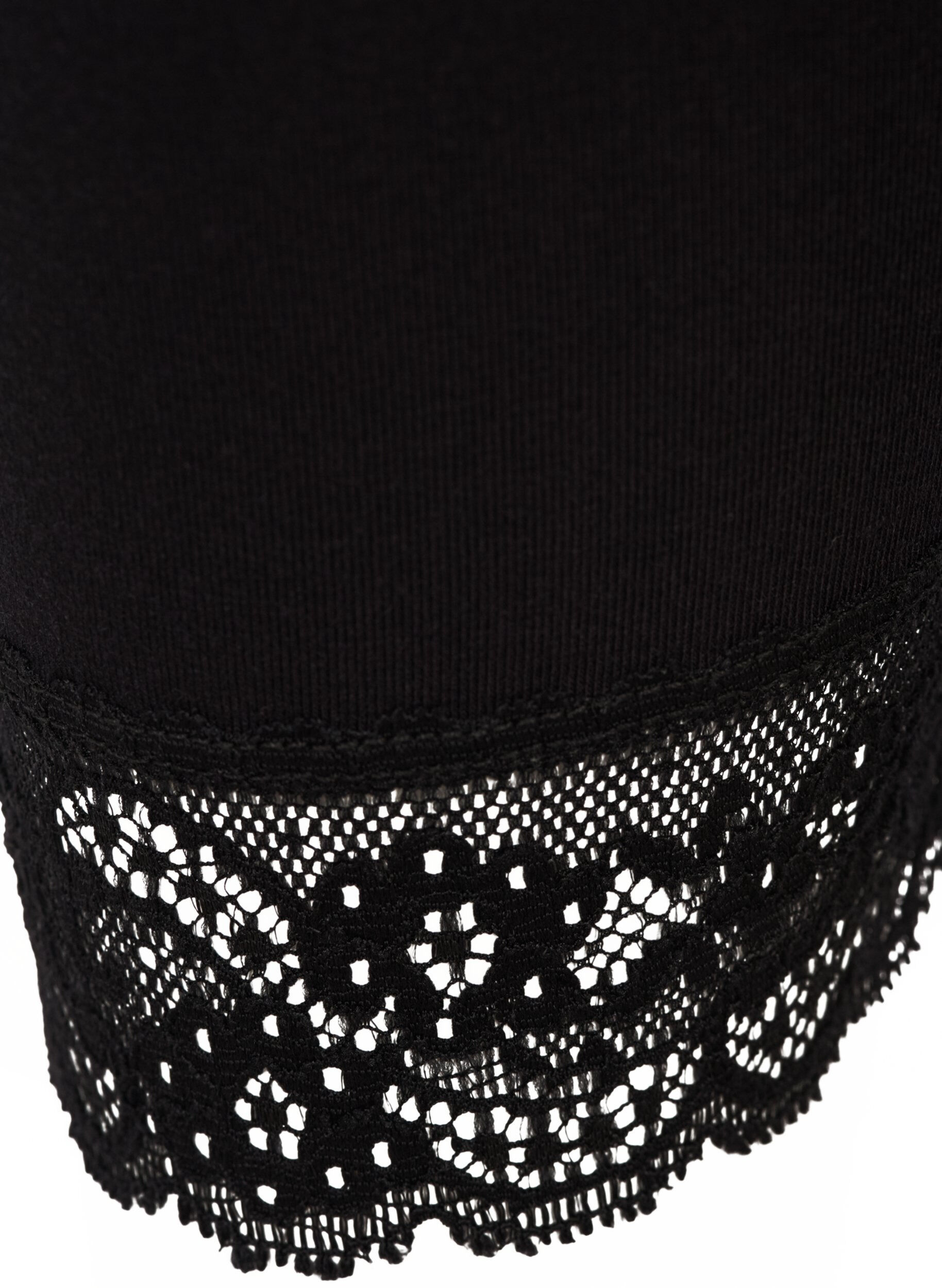 ZizziLeggings basiques 3/4 avec bordure en dentelle, Noir, Packshot image number 2
