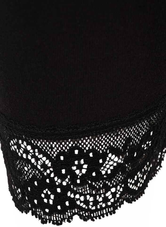 Leggings basiques 3/4 avec bordure en dentelle, Noir, Packshot image number 2