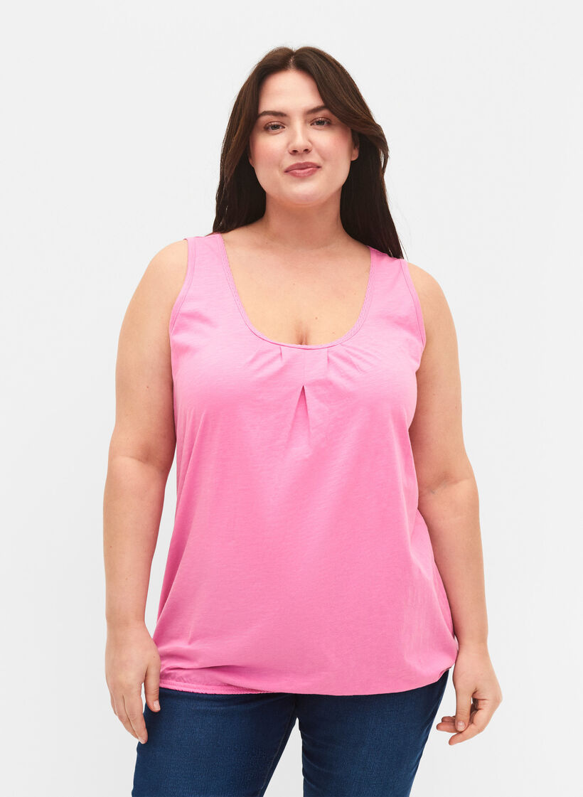 Haut en coton avec bordure en dentelle (2-pack), Rosebloom / Black, Model image number 0