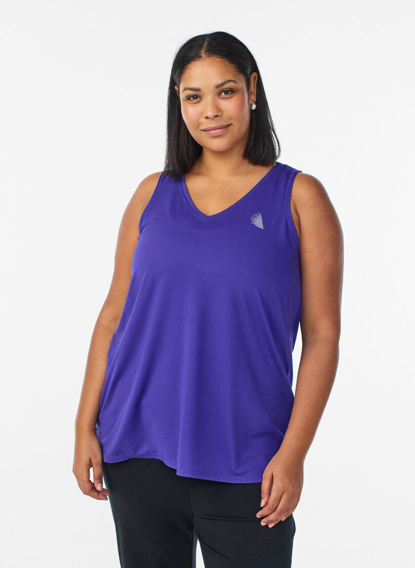 Sports top with V-neck, Violet, Model image number 0