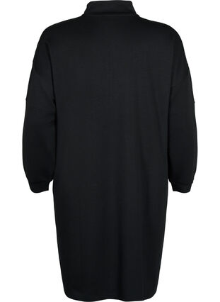 Robe sweat à col montant en tissu à base de modal, Black, Packshot image number 1
