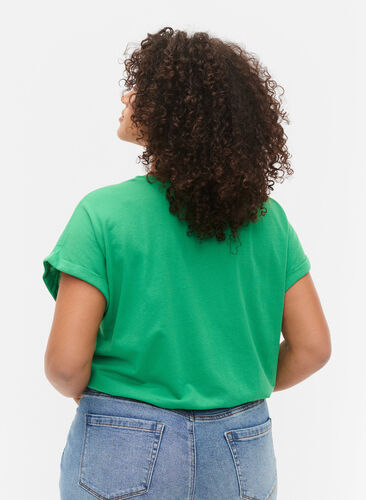 T-shirt à manches courtes en mélange de coton, Kelly Green, Model image number 1