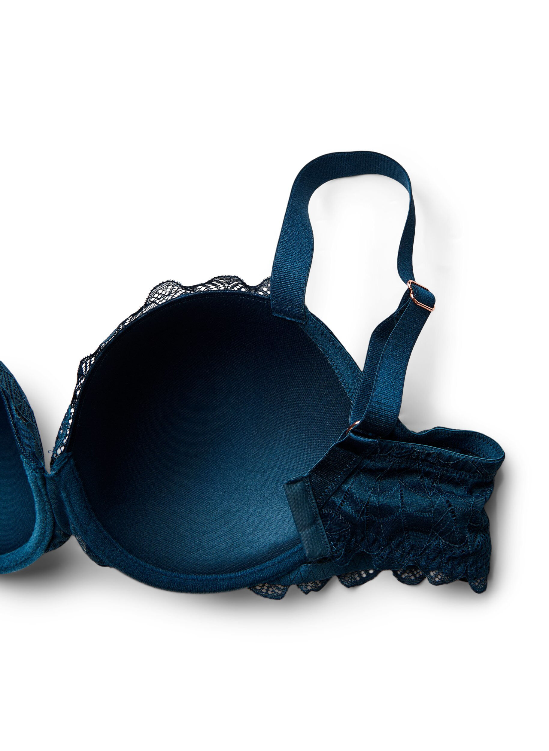 Zizzi Soutien-gorge en dentelle et &agrave; bonnets moul&eacute;s, Bleu, Packshot image number 3