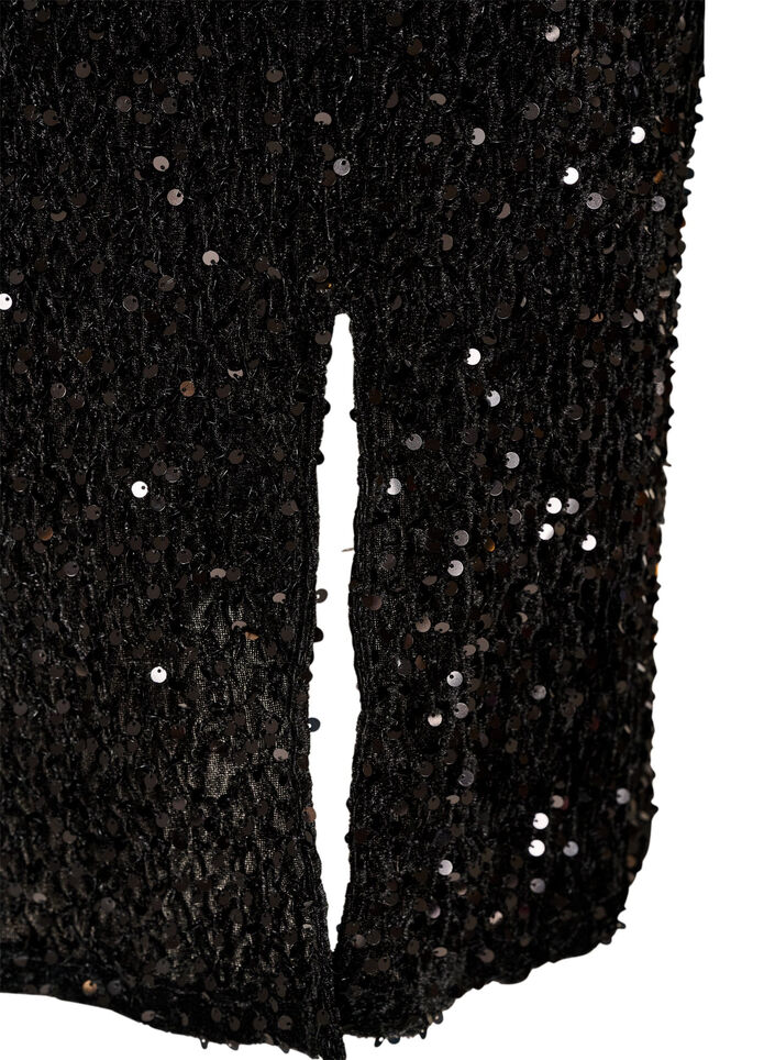 Jupe midi avec sequins et fentes, Noir, Packshot image number 3