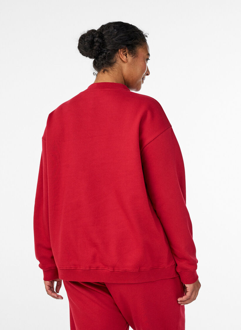 Sweatshirt &agrave; col montant et manches longues, Rouge, Model image number 2