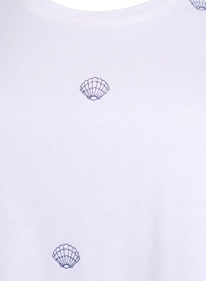 T-shirt en coton biologique avec motifs brodés, Blanc, Packshot image number 2