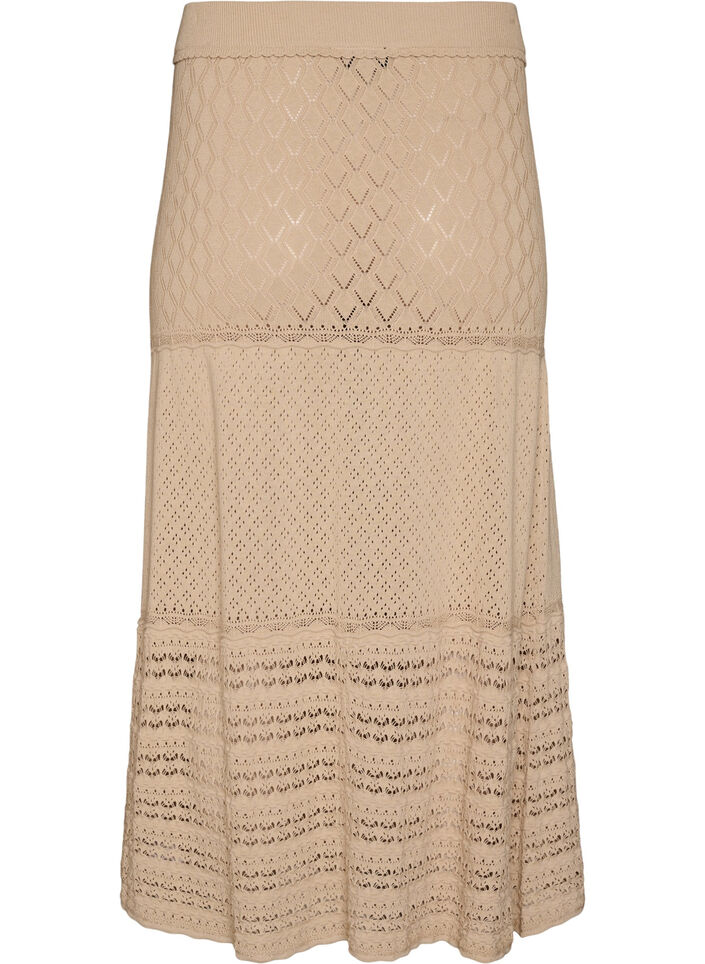 Jupe tricot&eacute;e avec broderie ajour&eacute;e, Beige, Packshot image number 1