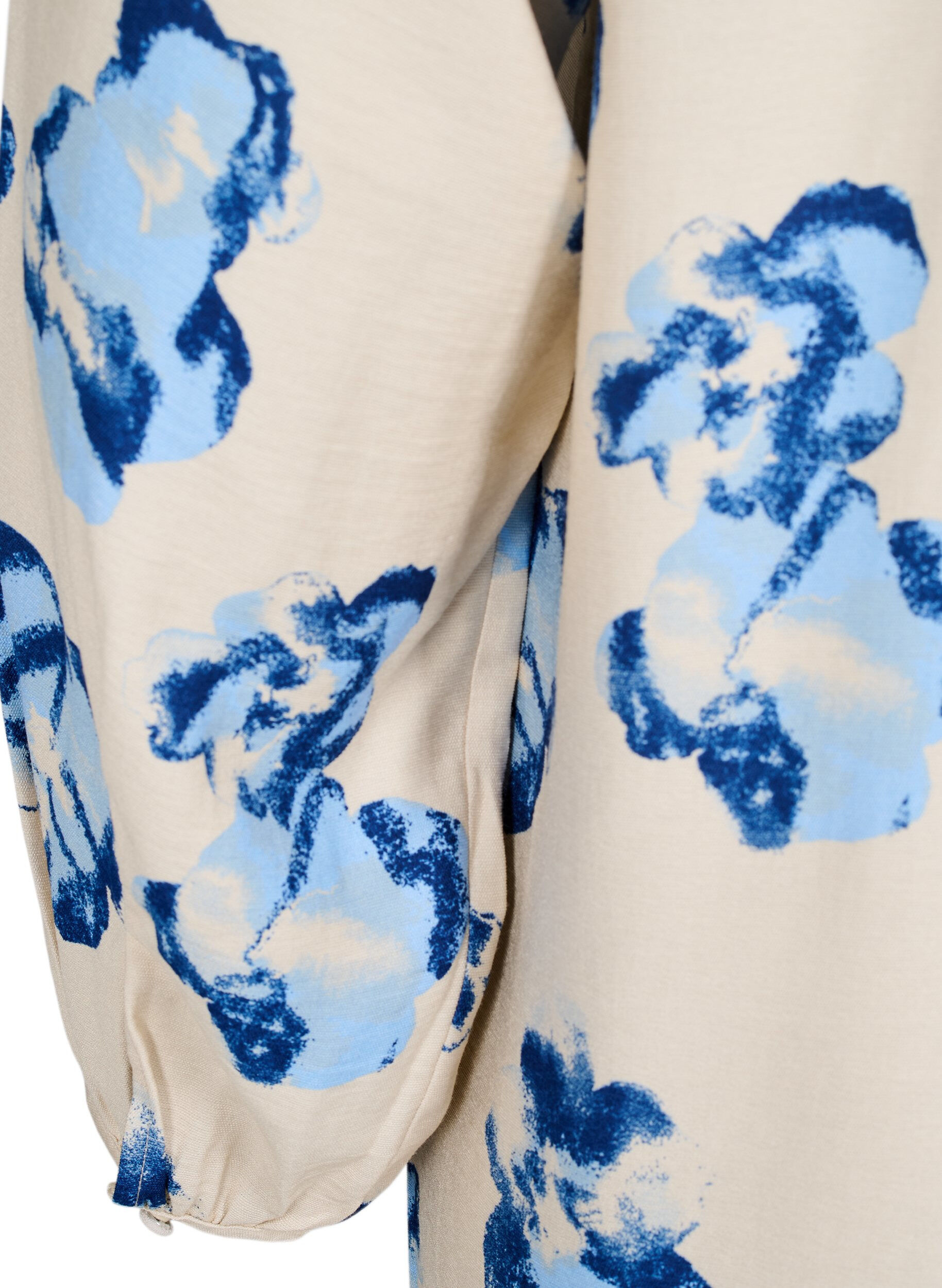 Zizzi Robe mi-longue avec manches longues et coupe trap&egrave;ze, Vanille, Packshot image number 3