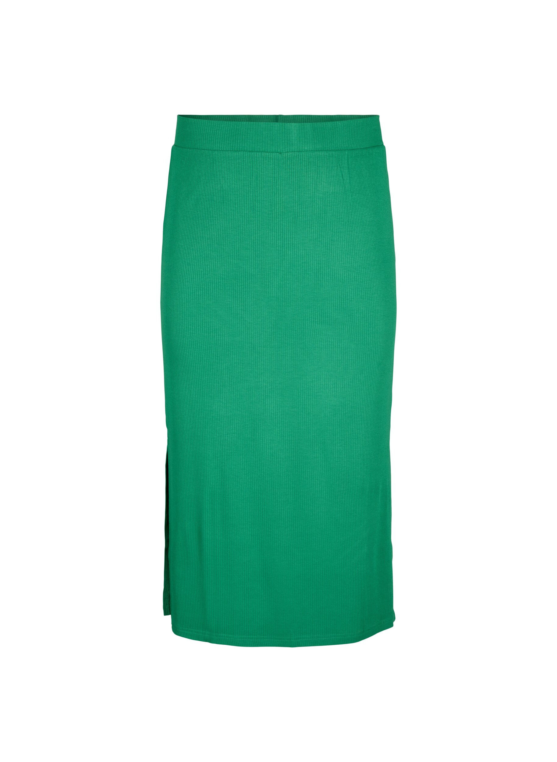 Zizzi Jupe midi ajust&eacute;e en viscose, Vert, Packshot image number 0