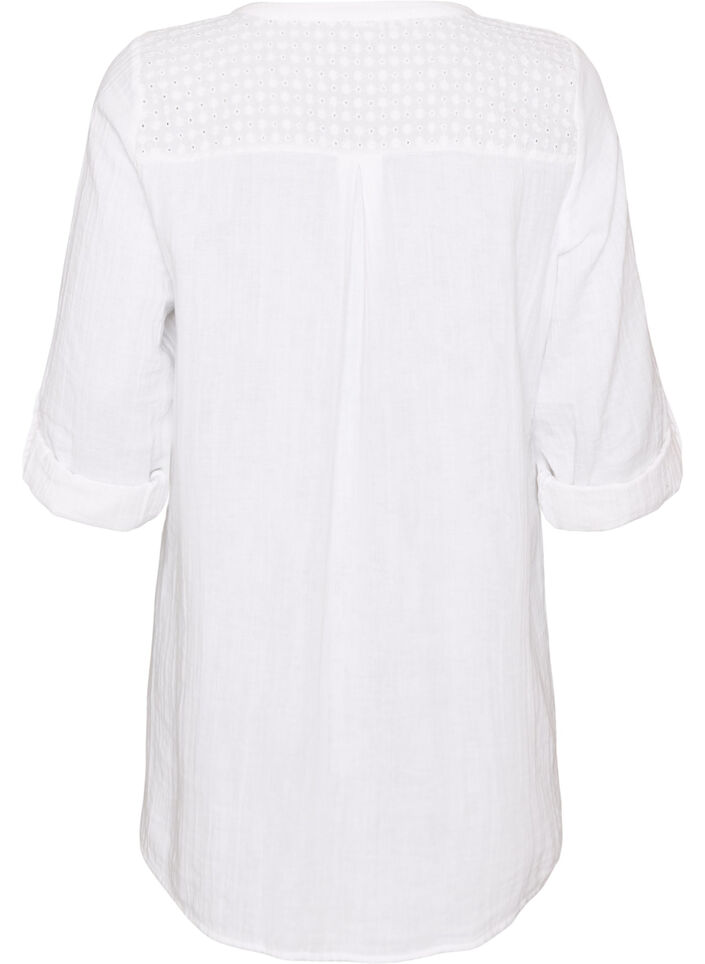 Tunique en mousseline de coton avec broderie anglaise, Blanc, Packshot image number 1