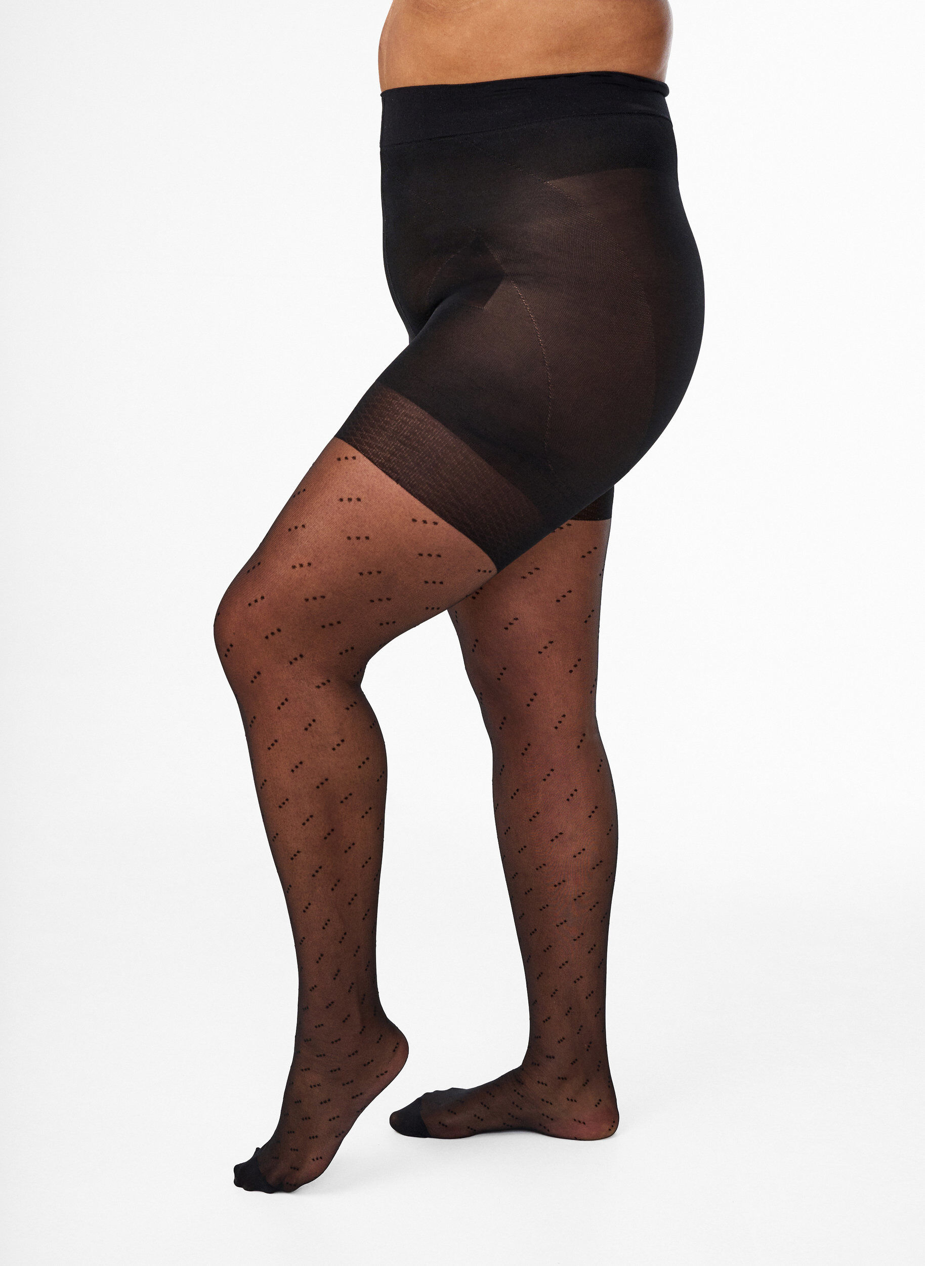 Zizzi Collant push-up 25 deniers &agrave; pois, Noir, Model image number 0