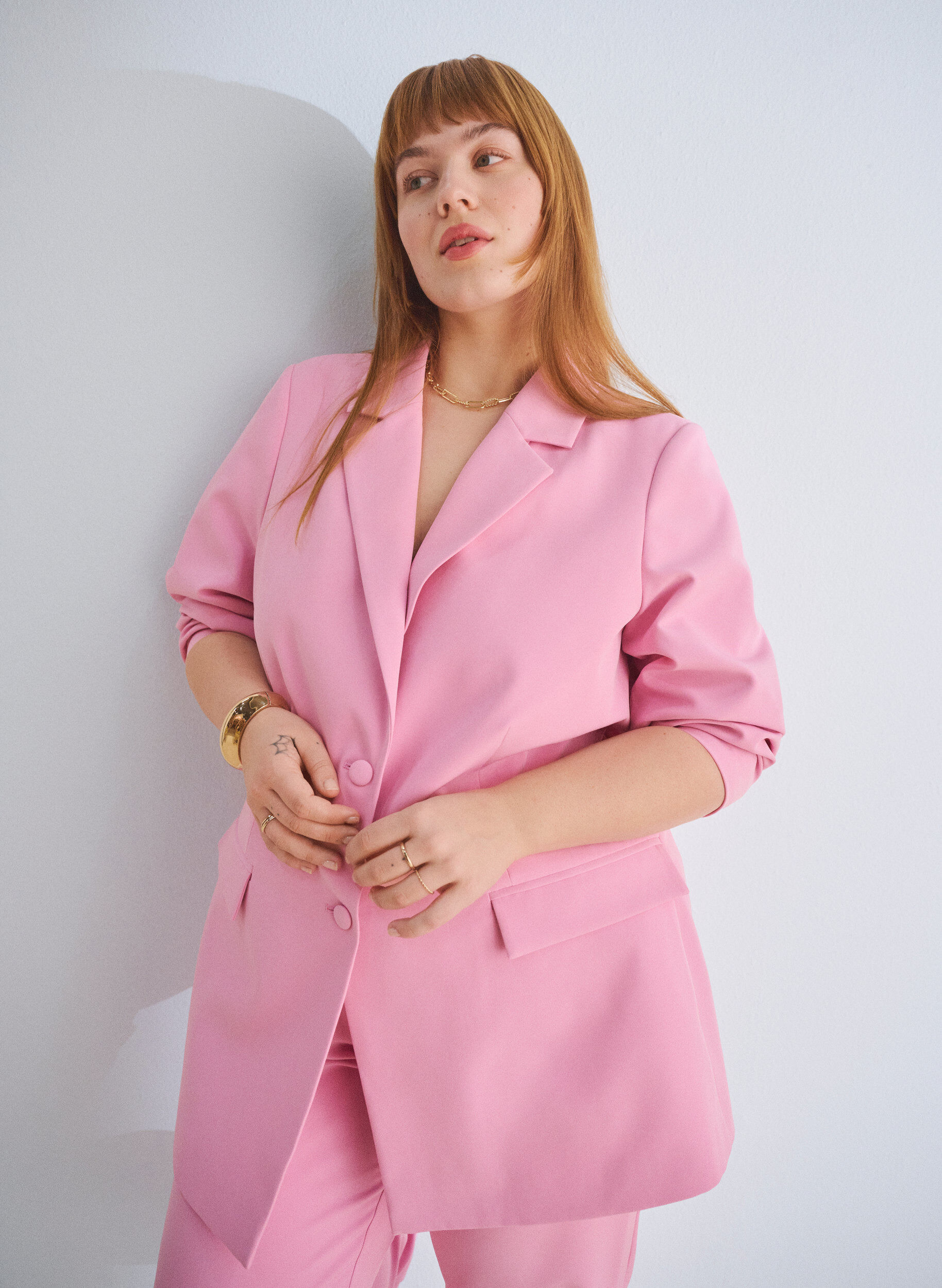 Zizzi Blazer classique avec fermeture boutonn&eacute;e, Rose, Image image number 0
