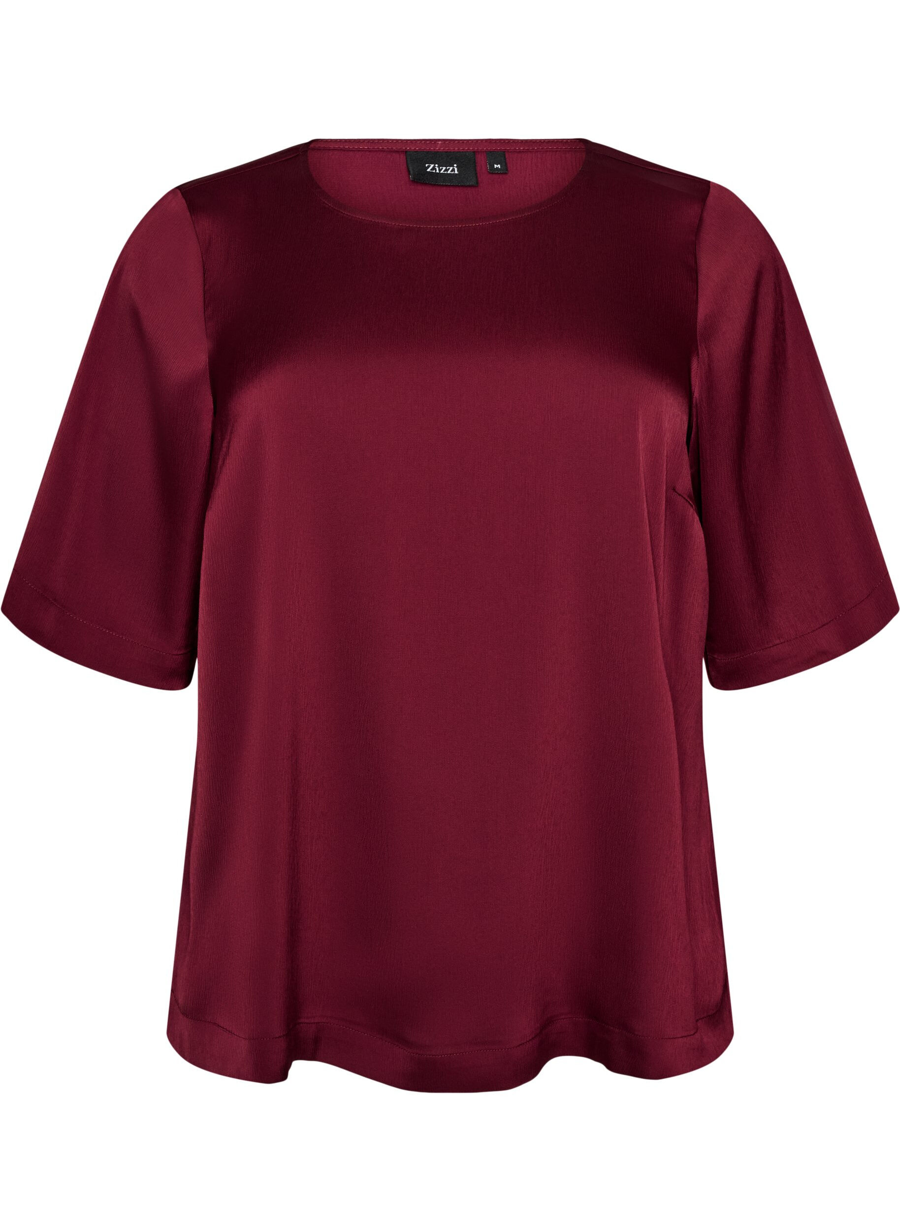 Blouse en satin &agrave; manches au coude