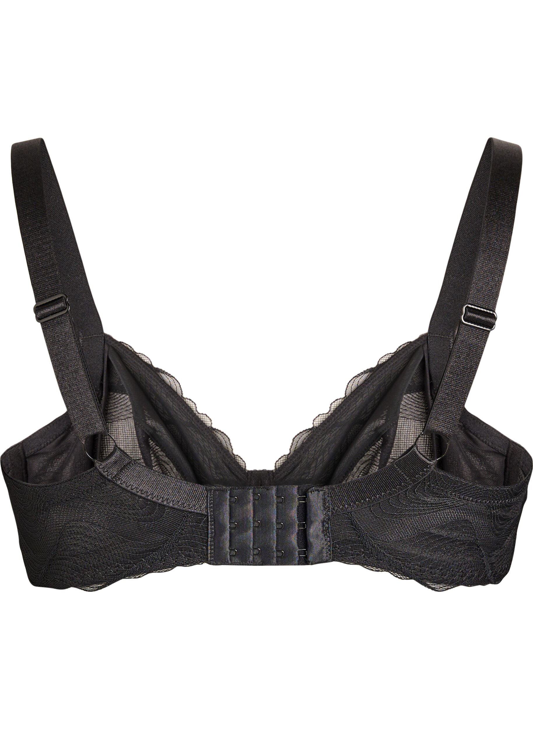 Zizzi Soutien-gorge embo&icirc;tant en maille &agrave; motif vagues, Noir, Packshot image number 1