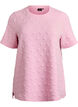 T-shirt en jersey de coton gaufr&eacute;, Rose, Packshot image number 0