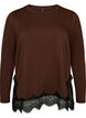 Blouse en jersey avec dentelle, Marron, Packshot image number 0