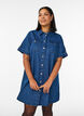 Robe en denim &agrave; manches courtes et boutons, Bleu, Model image number 0