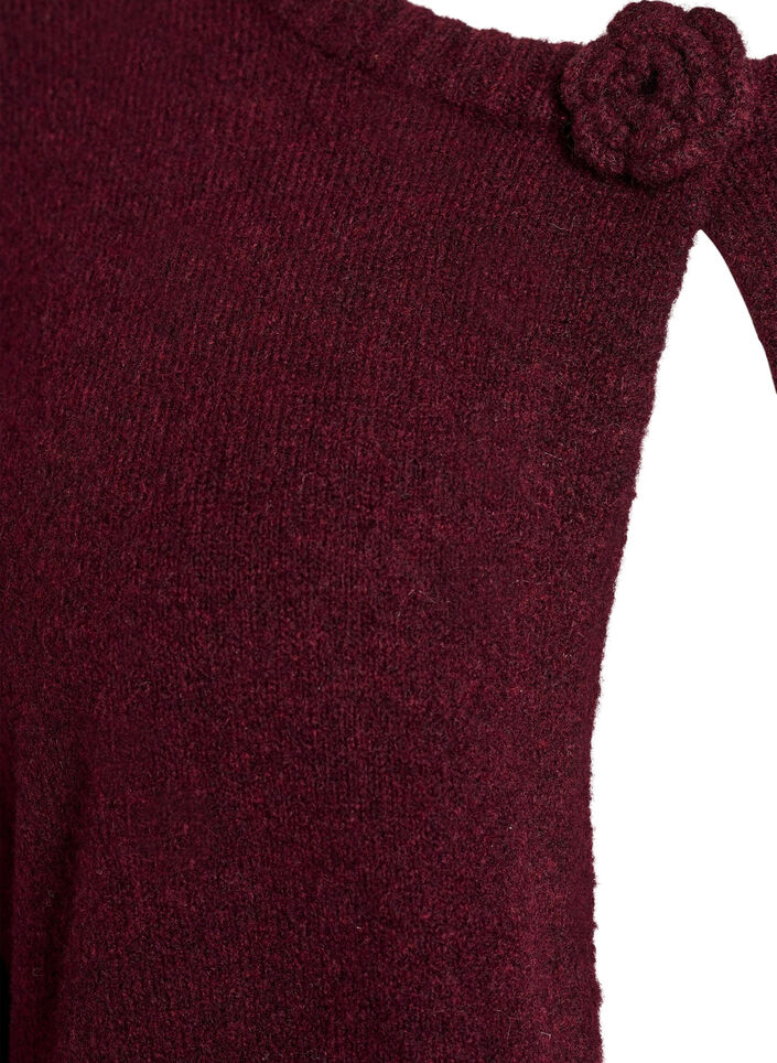 Cardigan en maille avec d&eacute;tail fleuri, Bordeaux fonc&eacute;, Packshot image number 2